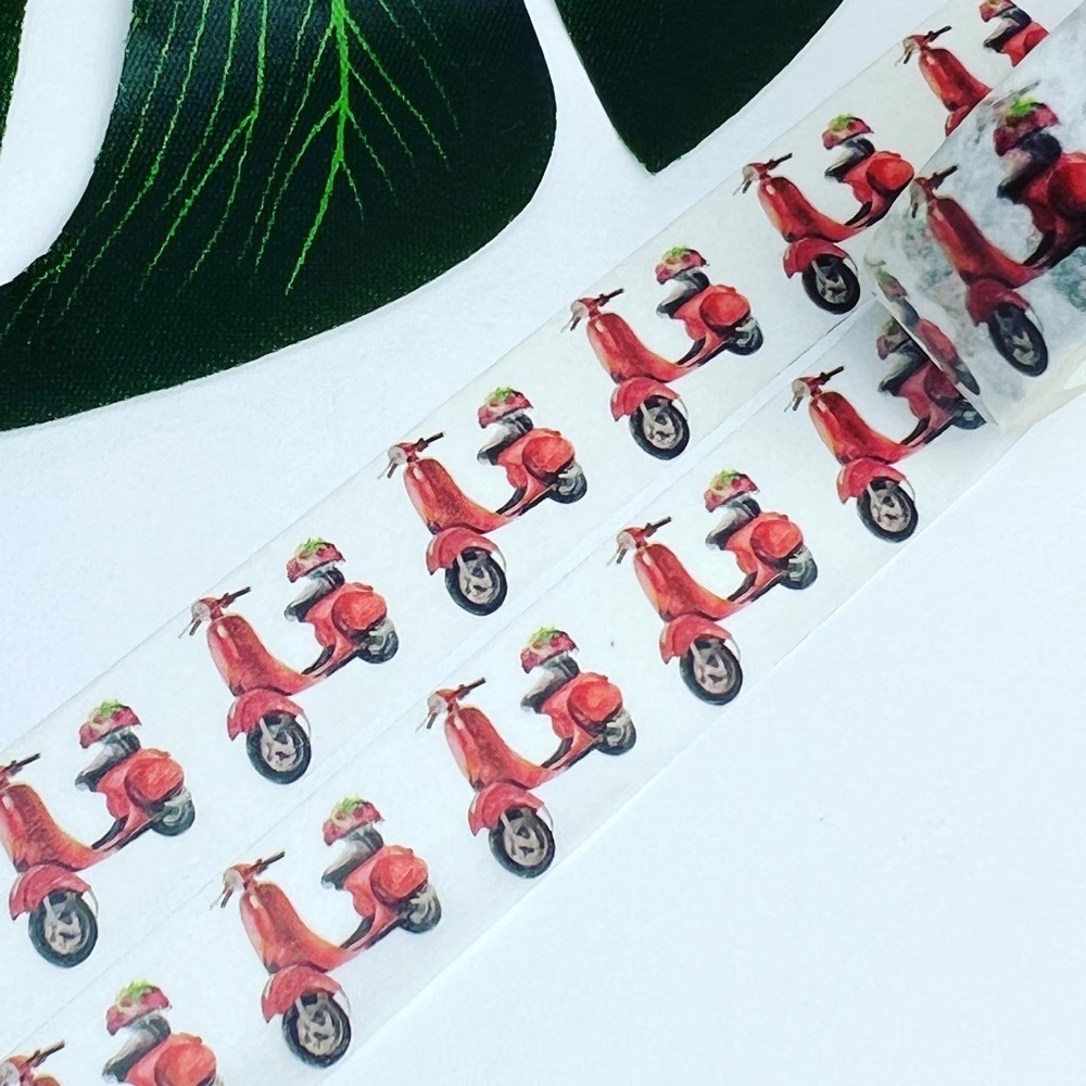 Scooter, Mopad, Spring Biking, Red Trike, Washi Tape, 1 Roll